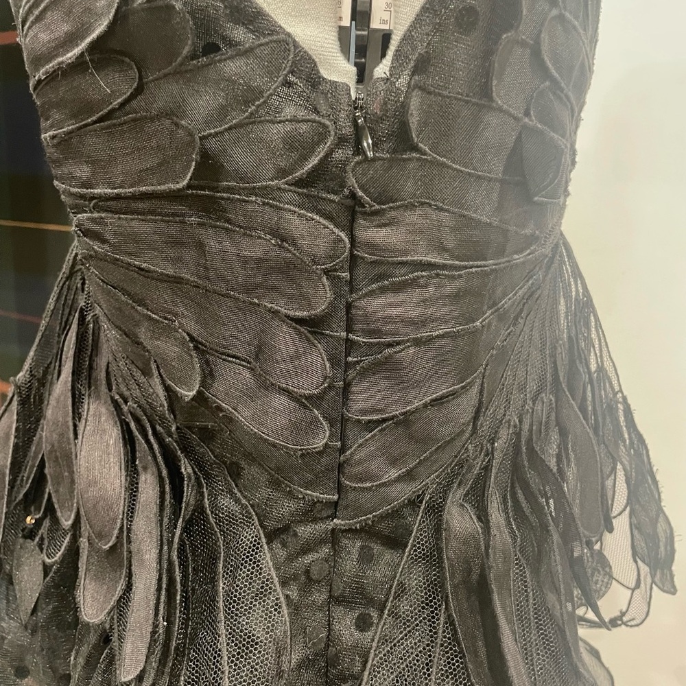 Zimmermann BlackSwan fluted tulle mini dress, feathers, deep plunge, EUC, 0(0-5) - Picture 11 of 16